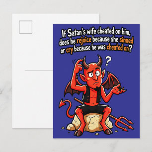 Carte Postale Satan Femme Infidèle Péché Drôle Diable Mème