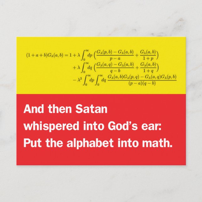 Carte Postale Satan hurlait : Mettez l'Alphabet dans les maths (Devant)