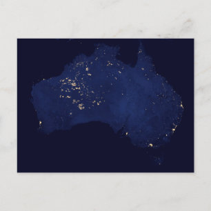 Carte Postale Satellite Les Lumières Nocturnes De L'Australie.