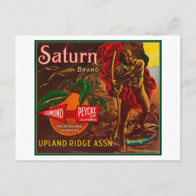Carte Postale Saturn Orange LabelUpland, CA (Devant)