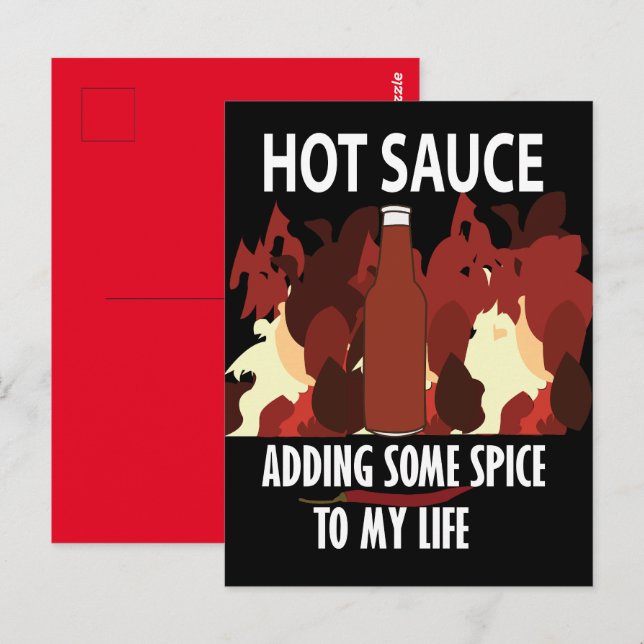 Carte Postale Sauce chaude Ketchup Fire Red Chili Pepper (Devant / Derrière)