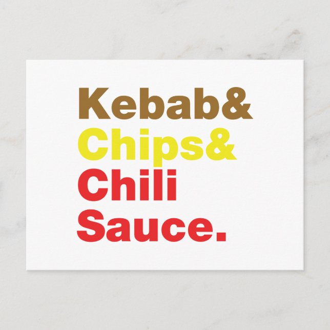 Carte Postale Sauce Kebab & Chips & Chili. (Devant)