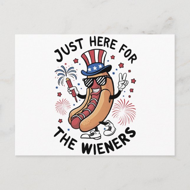Carte Postale Saucisses du 4 juillet USA Drapeau américain Patri (Devant)