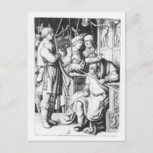 Carte Postale Saul Écouter David Jouer la harpe