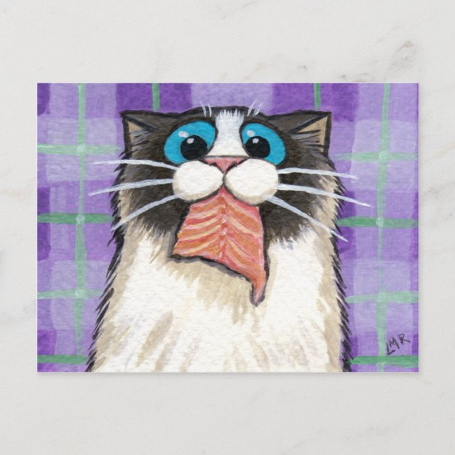 Carte postale Saumon pour manger des chats (Devant)