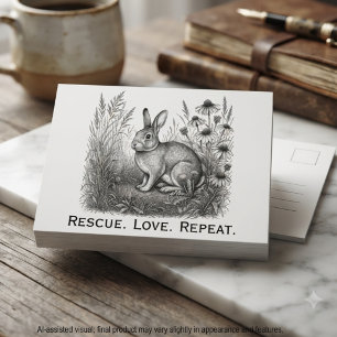Carte Postale Sauvegarde de lapin au fusain tendre