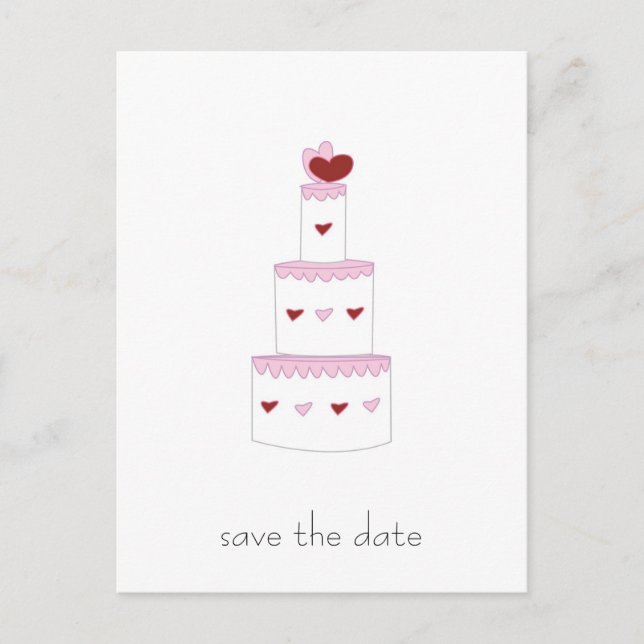 Carte postale "Sauver la date" de gâteau de mariag (Devant)