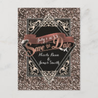 Sauver la date Noir & Faux Or Paillettes Fiançaill