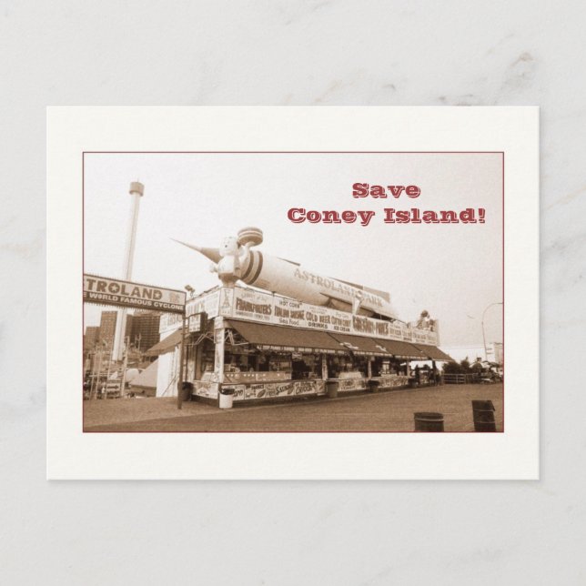 Carte Postale Sauvez Coney Island ! (sépia) (Devant)