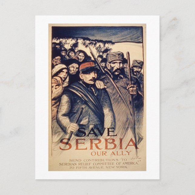 Carte Postale 'Sauvez la Serbie notre allié', affiche, 1915 (lit (Devant)