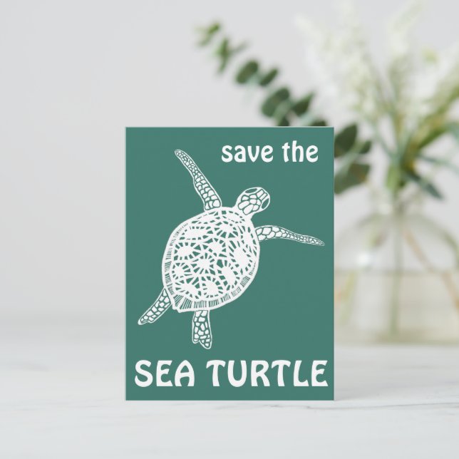 Carte Postale Sauvez la tortue de mer Changement climatique (Debout devant)