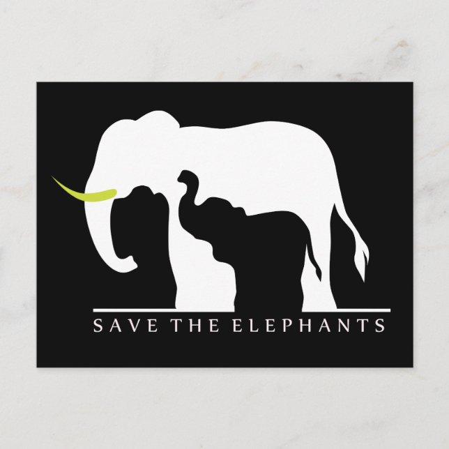 Carte Postale Sauvez les éléphants (noirs) (Devant)