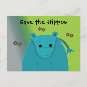 Carte Postale Sauvez les hippopotames bleus