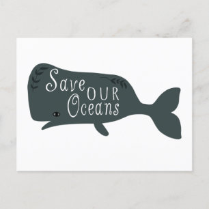 Carte Postale Sauvez nos océans Baleine De l'environnement Blanc