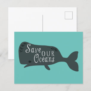 Carte Postale Sauvez nos océans Baleine De l'environnement Bleu