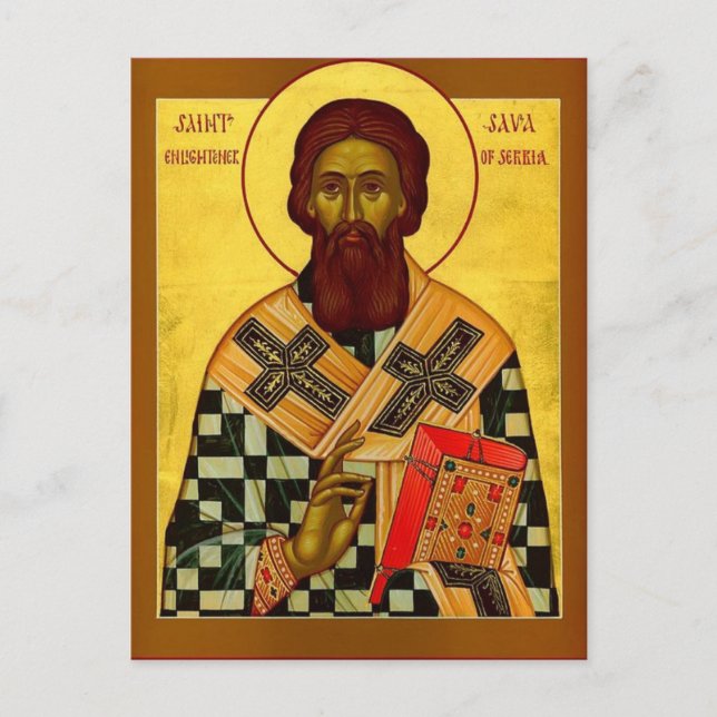 Carte Postale Sava, premier archevêque de Serbie Icône orthodoxe (Devant)