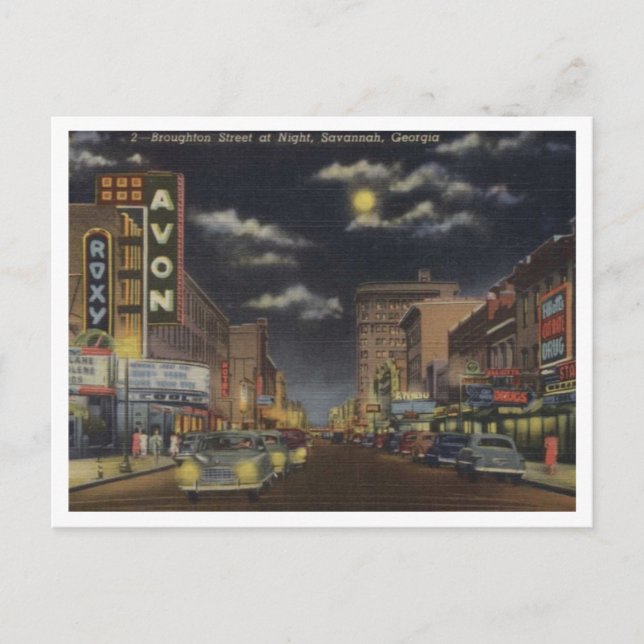 Carte Postale Savannah GA, Broughton St, 1940 Vue (Devant)