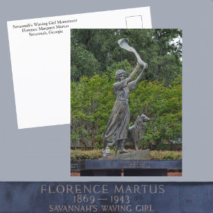 Carte Postale Savannah GA Waving Girl Monument Photographique