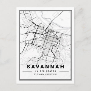 Carte Postale Savannah Georgia USA Plan de la ville de voyage