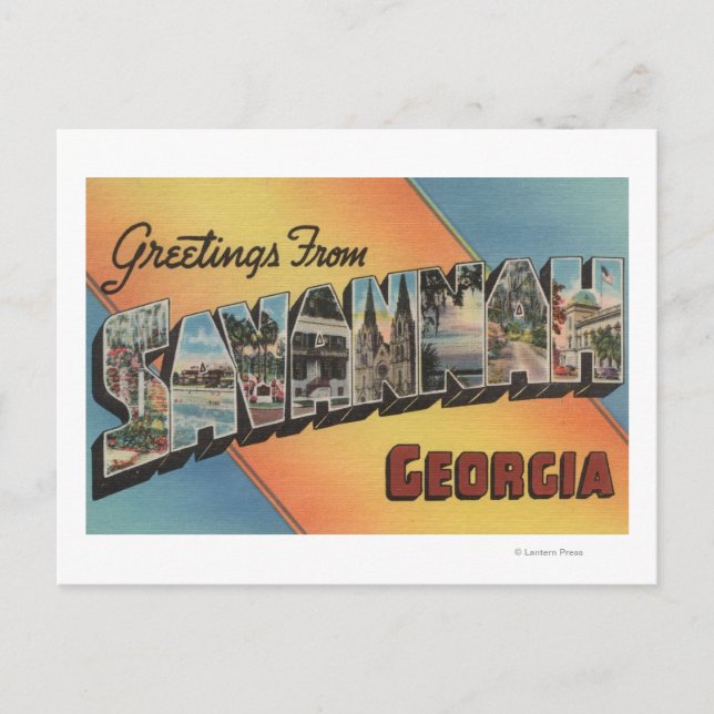 Carte Postale Savannah, Géorgie - Scènes de grandes lettres (Devant)