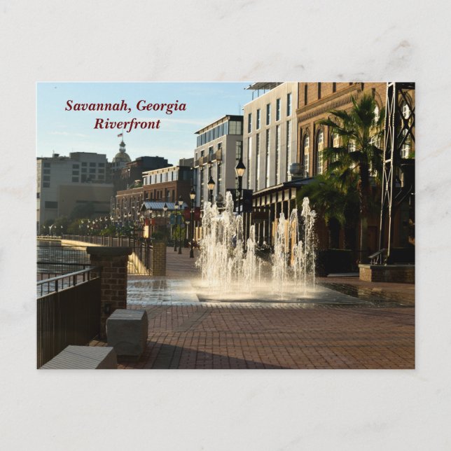 Carte Postale Savannah historique, Front de la rivière Georgia (Devant)
