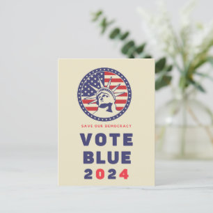 Carte Postale Save Democracy Vote Blue 2024 Election