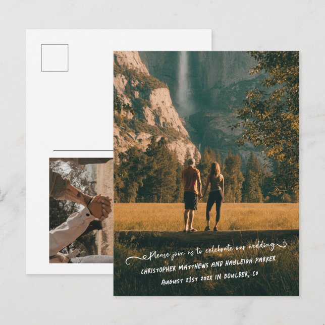 Carte postale "Save the Date" avec photo et note p (Devant / Derrière)