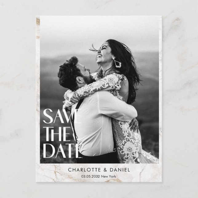 Carte Postale Save the date! Marbre moderne 1 photo (Devant)