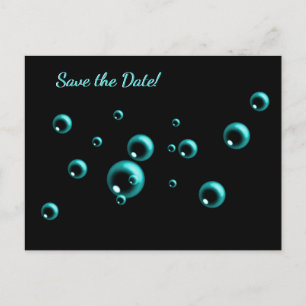 Carte Postale Save the Date Minimalist Aqua Blue Bubbles