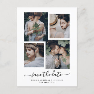 Carte Postale Save the date Modern Four Photo Collage