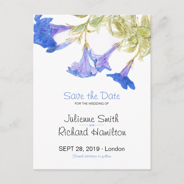 Carte postale "Save the Date" pour mariage à motif (Devant)