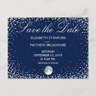 Carte Postale "Save the date" pour mariage   Lune de nuit étoilé