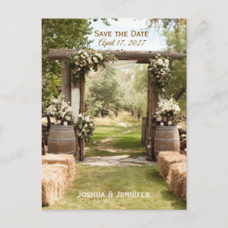 CARTE POSTALE SAVE THE DATE RANCH STYLE WEDDING POSTCARD