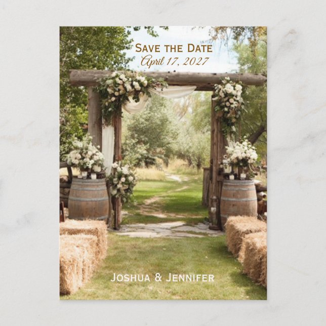 CARTE POSTALE SAVE THE DATE RANCH STYLE WEDDING POSTCARD (Devant)