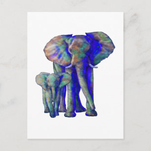 Carte Postale Save the Elephants Art Amoureux des animaux Mama a