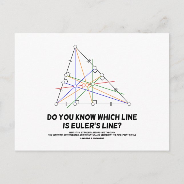 Carte Postale Savez-vous quelle ligne est la ligne d'Euler ? (Gé (Devant)