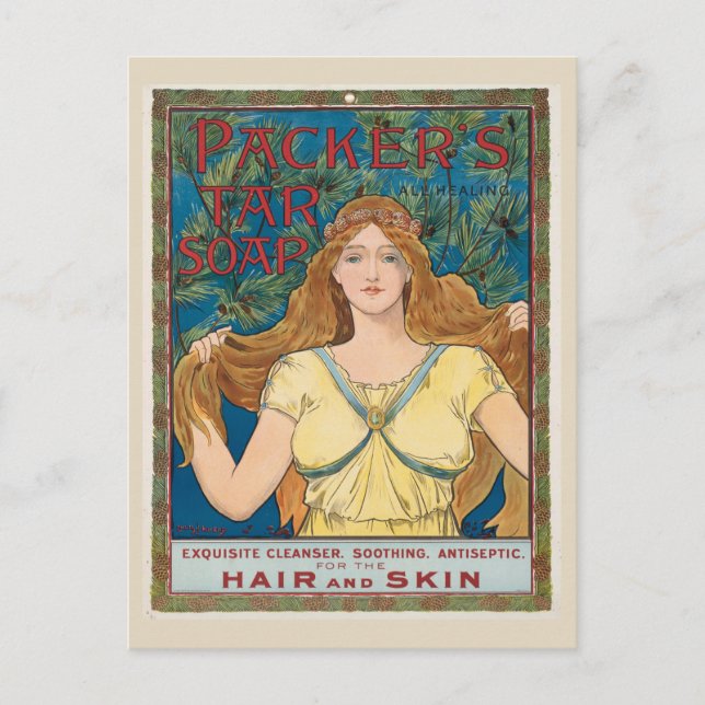 Carte Postale Savon vintage Nouveau produit pour cheveux (Devant)
