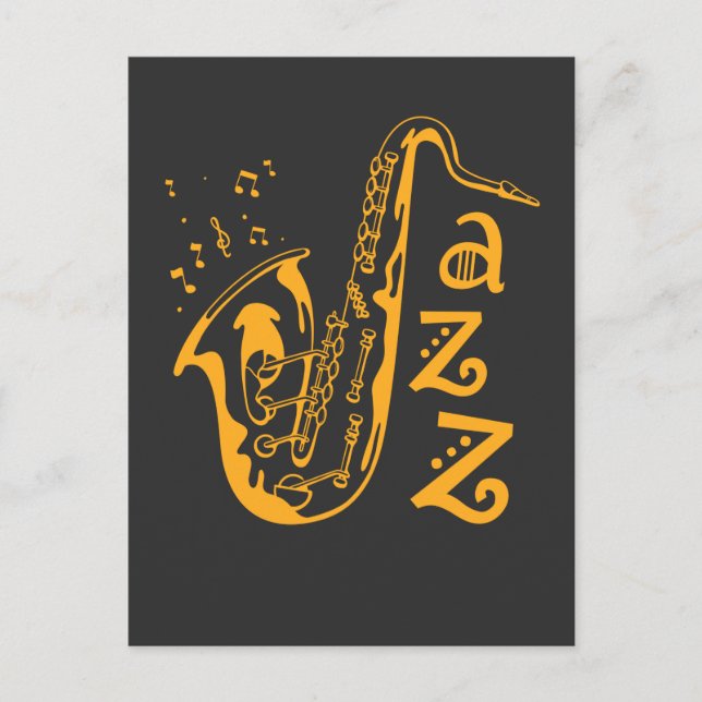 Carte Postale Saxophone Player Jazz Music Amoureux Notes musical (Devant)