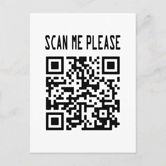 Carte Postale Scan Me Please QR Code - Smile, It's Free (Devant)