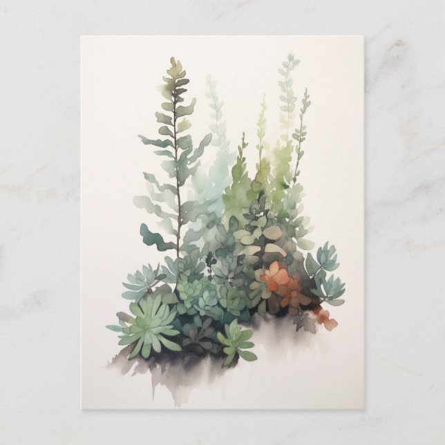 Carte Postale Scandi Succulents - Poster d'aquarelle numérique (Devant)