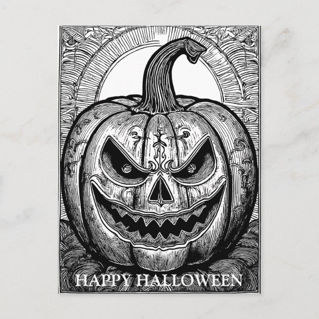Carte Postale Scanner Halloween Citrouille (Devant)