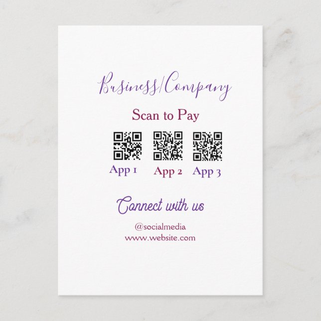 Carte Postale Scanner pour payer le logo de l'entreprise code Q  (Devant)