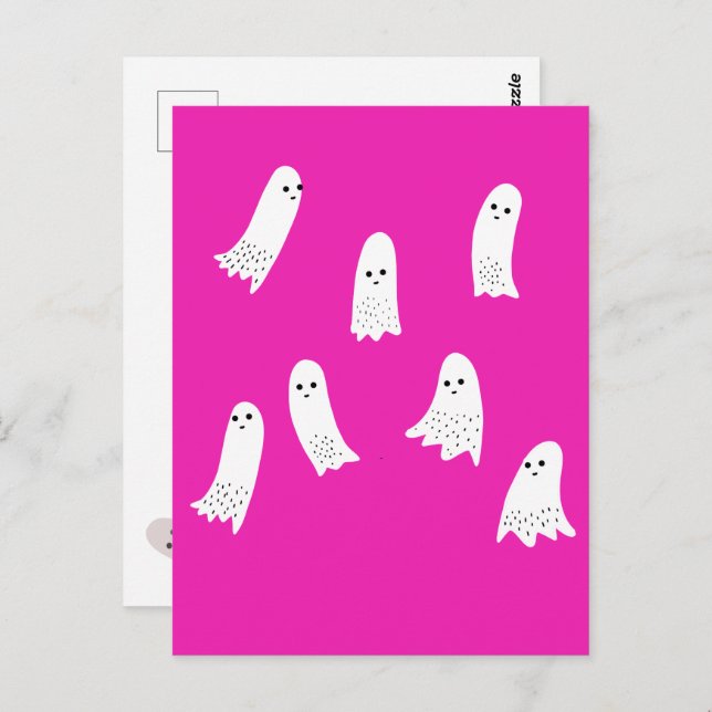 Carte Postale Scarry Halloween Ghosts Scandi Design Éffrayant (Devant / Derrière)