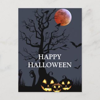 Carte Postale Scary Halloween Pumpkin Witch Scary Night