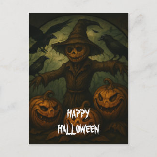 Carte Postale Scary Halloween Pumpkin Witch Scary Night