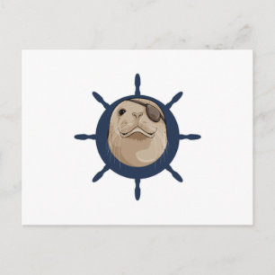 Carte Postale Sceau avec barre de navire