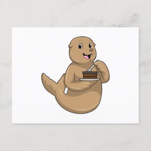 Carte Postale Sceau avec gâteau