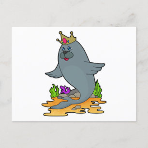 Carte Postale Sceau comme roi avec couronne