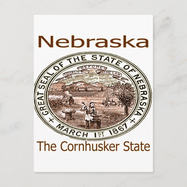 Carte Postale Sceau d'état du Nebraska Cornhusker (Devant)