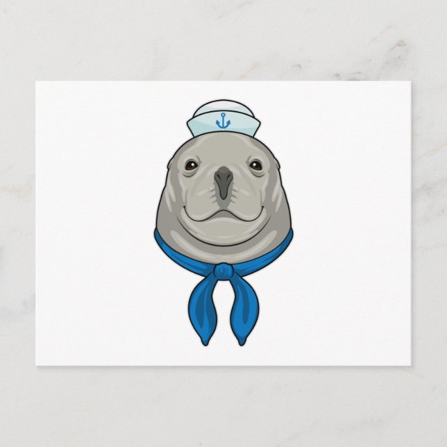 Carte Postale Sceller comme marin avec casquette marin (Devant)